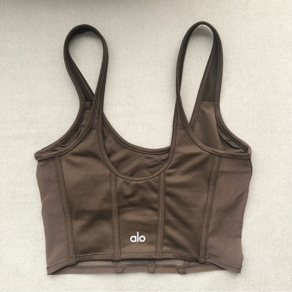 Alo Yoga Airbrush Mesh Corset Tank Expresso M - Picture 6 of 8